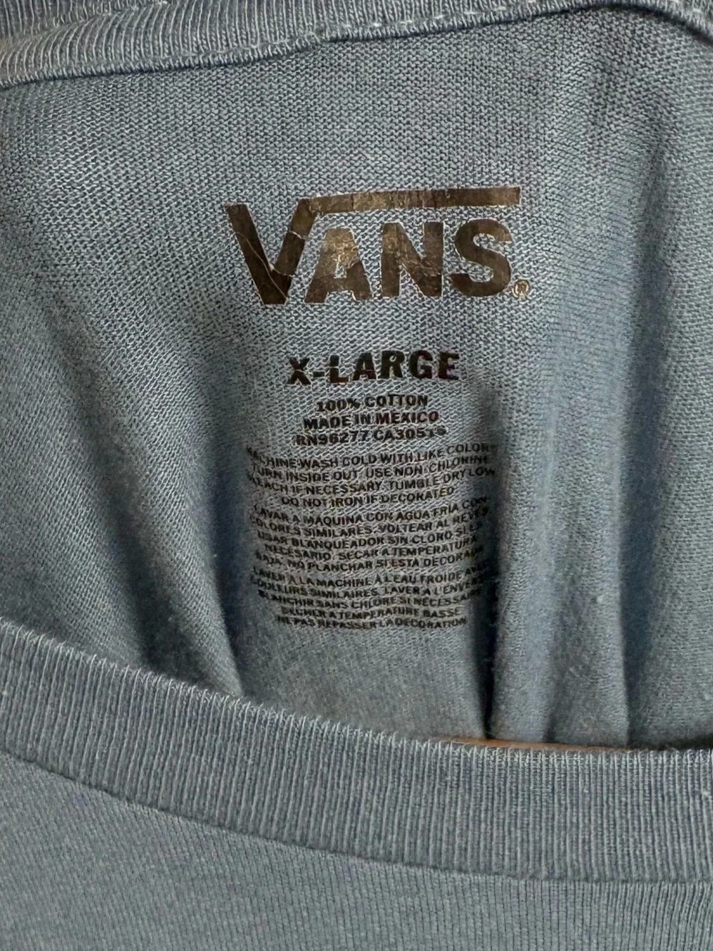 Vans Men's Crewneck Logo Long Sleeve - Slate Blue with White Logo